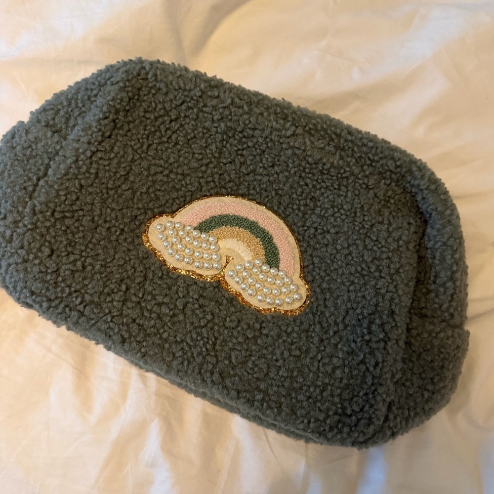 Stoney Clover Sherpa Cosmetic Pouch with Pearl Rainbow Patch